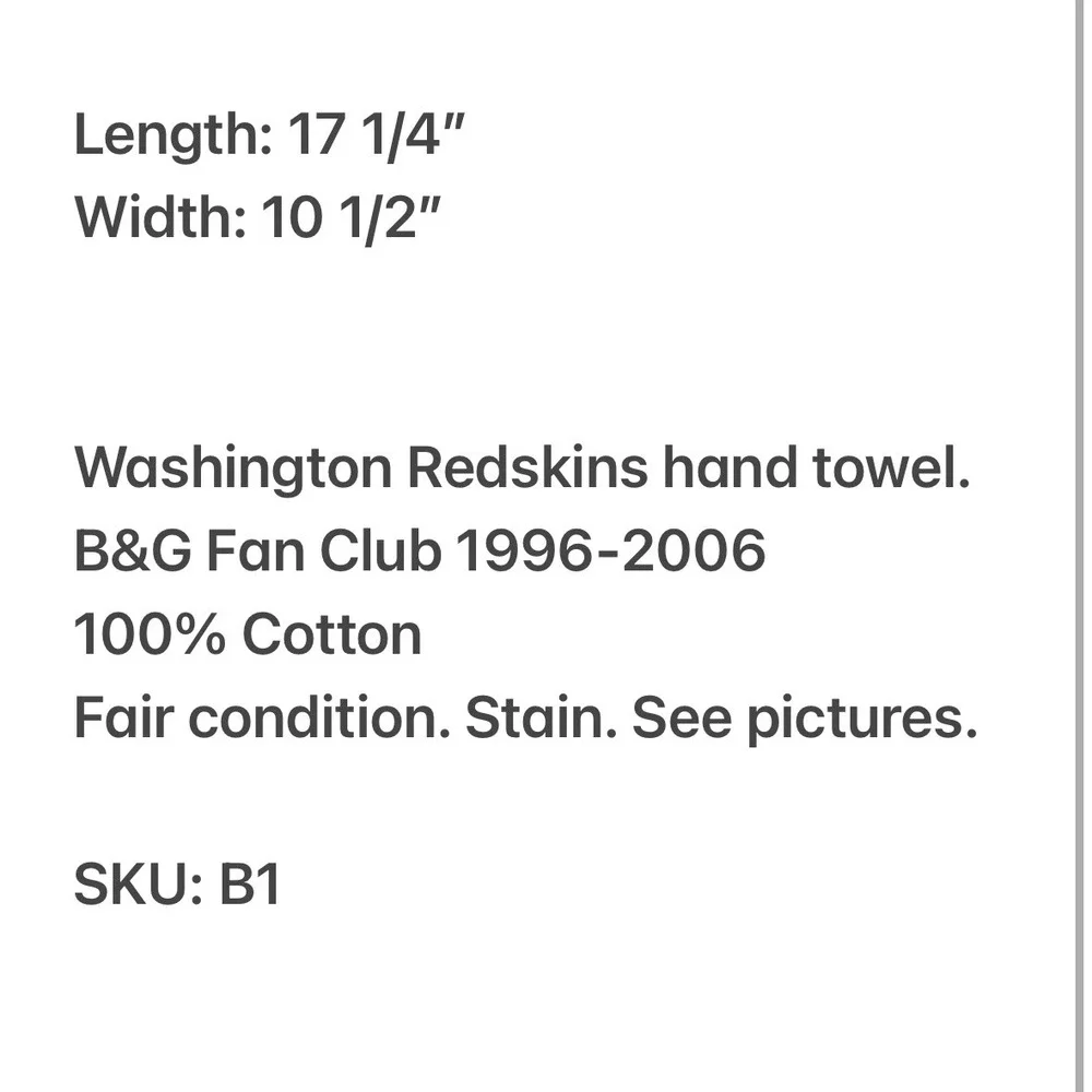 Towels Etc. washington redskins